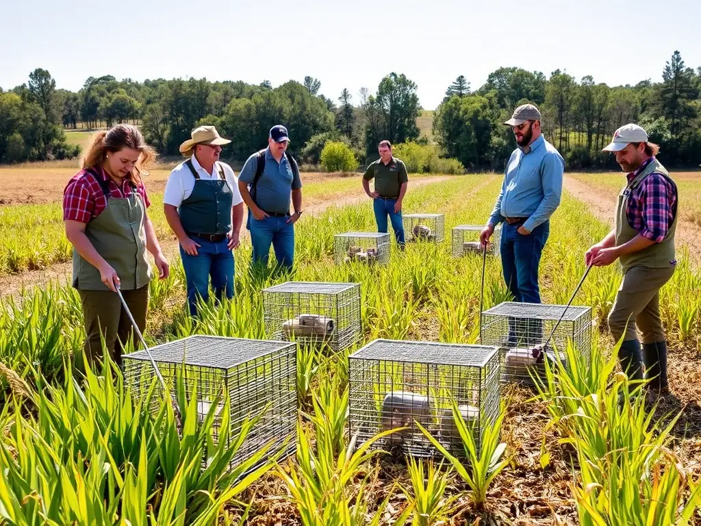 A controlled environment where nuisance species are being managed through humane trapping and removal techniques by the SOCIETE DES CHASSEURS DE SAINTE-FORTUNADE.
